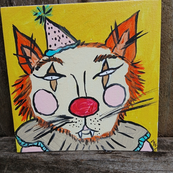 Colorful Cat Clown Canvas Art - Picture 6 of 8